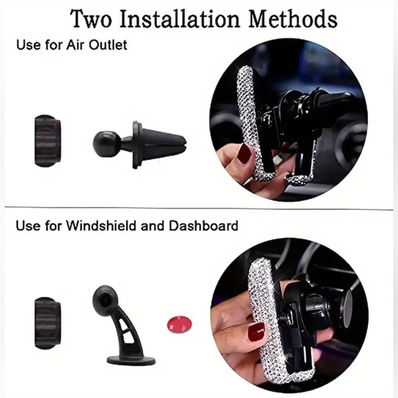 1pc New Car Phone Holder With Artificial Diamond Car-mounted Phone Holder - Picture 5 of 6